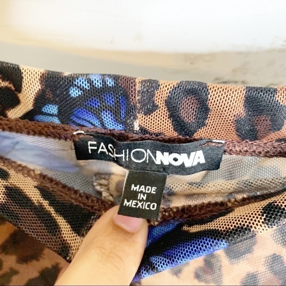 NWOT Fashion Nova Blooming Into Beauty 2 Piece Sheer Mesh Bodysuit Pants Set - Picture 7 of 9